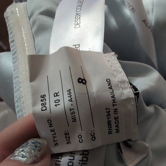 NWT Alfred Sung Column Maxi Dress Bow On Back Mist Blue Size 10 - Picture 11 of 12